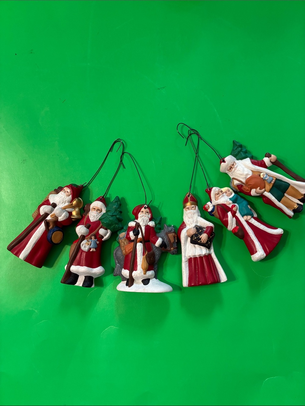 Ceramic Santa Ornaments (set of 6)